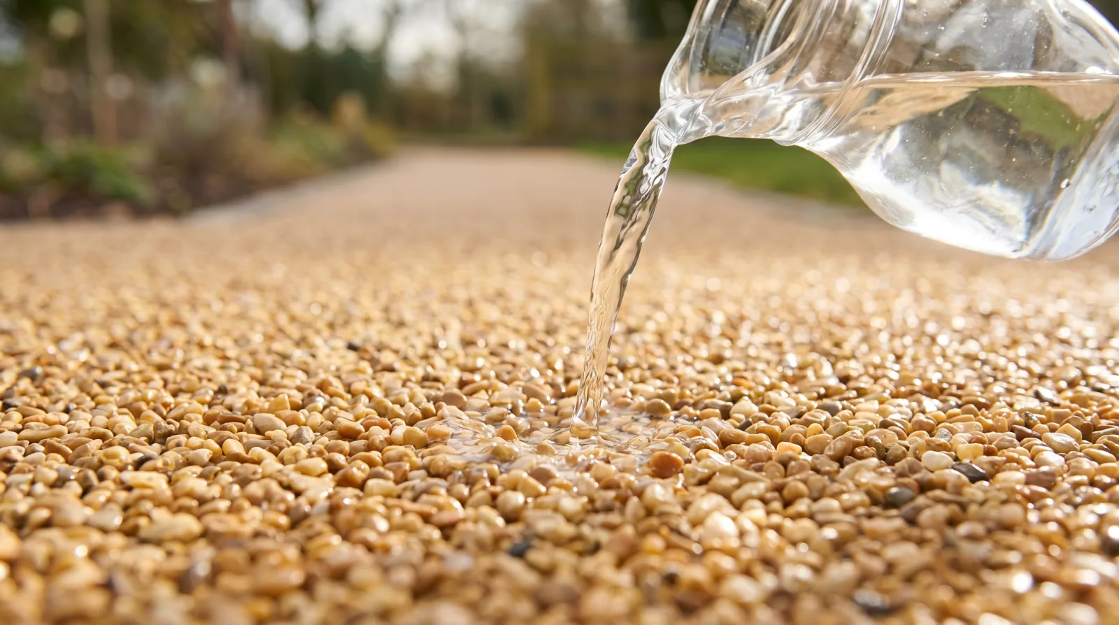 Illustration of water being poured onto an aggregate surface